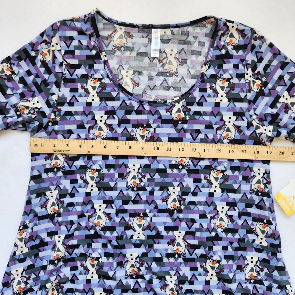Disney Frozen Olaf Tunic Top Swing Tee Purple Blue Geometric Print Cute Comfy M - Picture 8 of 9